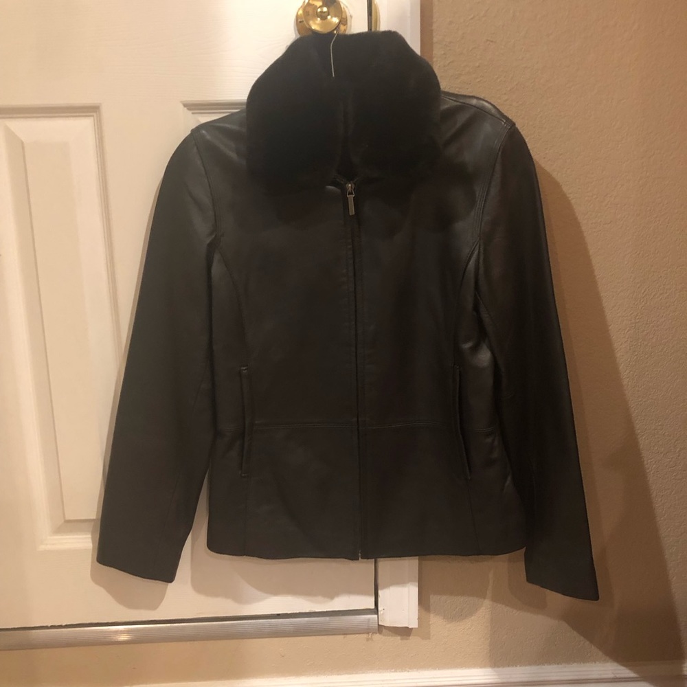 Dark brown leather jacket